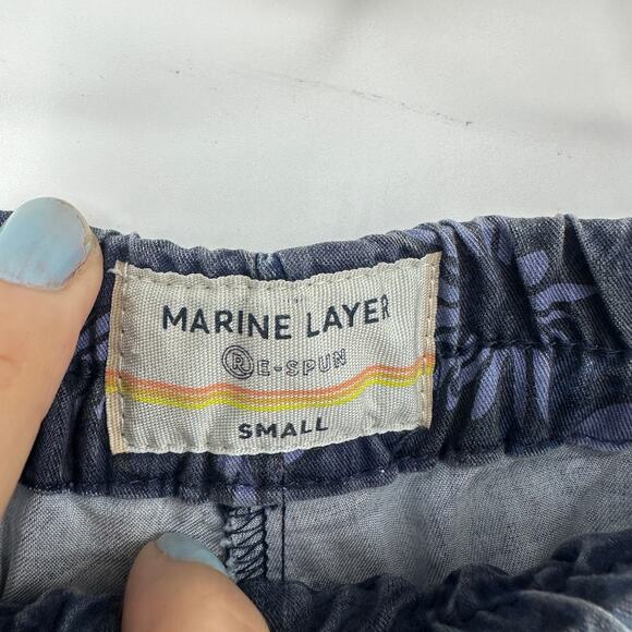 Marine Layer pants women size small blue floral pull on modal casual pockets - Picture 7 of 10